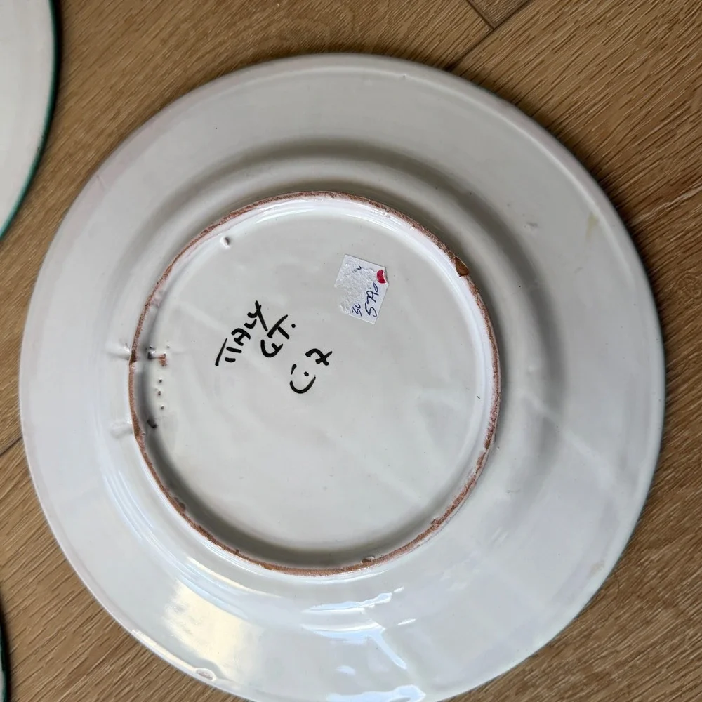 Set of 3 Vintage Italian Hand Painted Folk Art Ceramic Plates Italy Signed 8.25